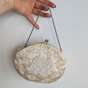 Vintage Goldco Cream Colored Beaded Purse Handbag